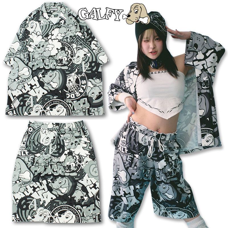 ＼最後の1点／ ガルフィー GALFY 犬まみれシャツ 犬まみれショーツ セットアップ 142023 142024 L XL 犬 DOG GAL 闇