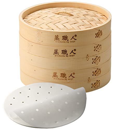 MaterialType 鍋無し直径27cm 業務用厨房機器 ハイスト 蒸職人 竹セイロ 2段 本体2個蓋1個 業務用 せいろ蒸し器 蒸し器シート20枚付 蒸職人 竹27cm