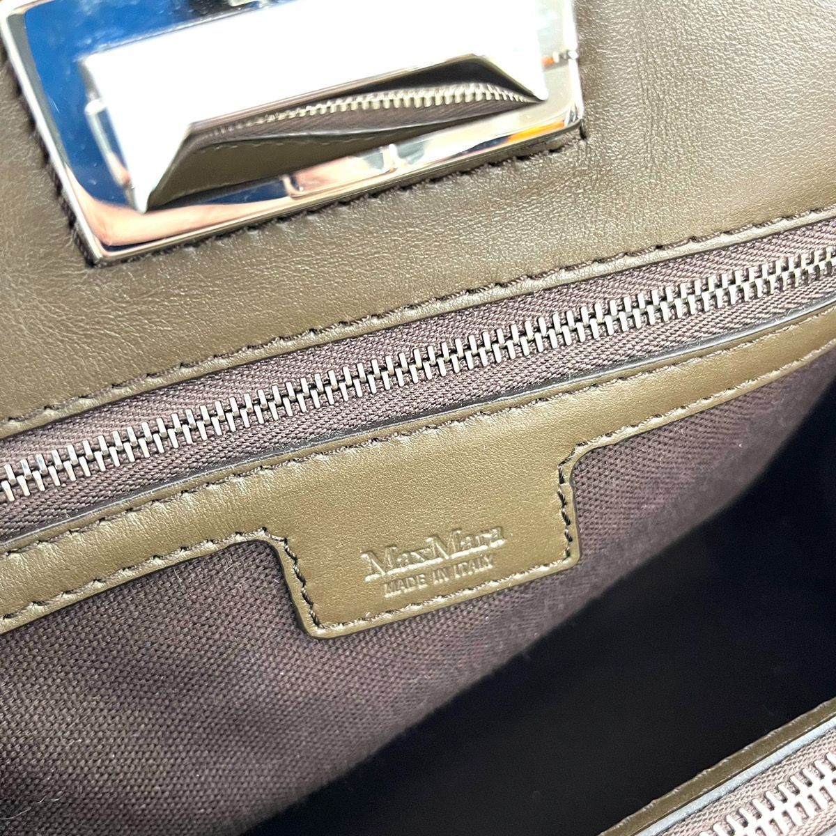 マックスマーラ Max Mara 2WAY フリンジレザーハンドバッグオリーブ 