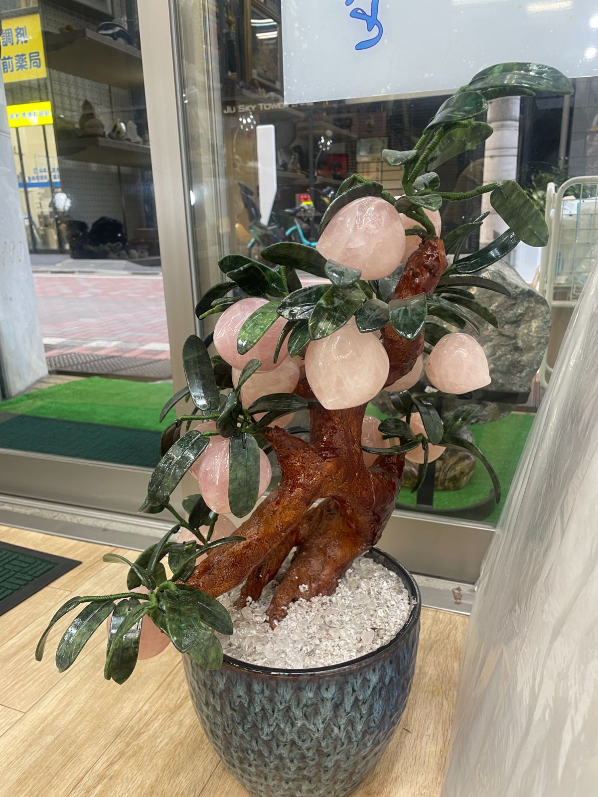 ☆置物一点物☆桃の木 置物 高さ約65cm 盆栽 縁起物 桃樹 吉祥