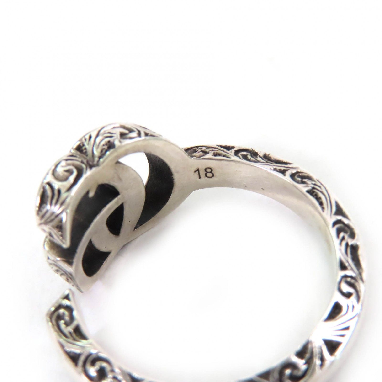 GUCCIリング 18号 ダブルG アラベスク キーリング カットリング 925