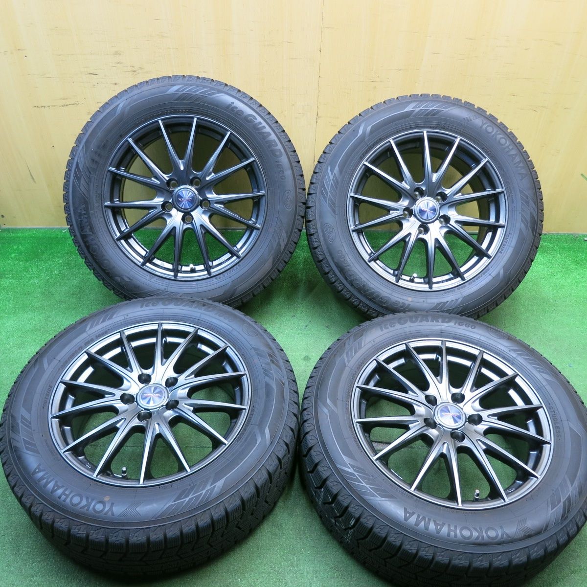 バリ溝 21年 キレイ 9.5分以上 スタッドレス 225|60R17 ヨコハマ アイスガード iG60 VELVA SPORTZ ヴェルヴァ 17インチ PCD114.3|5H 5050706AKス