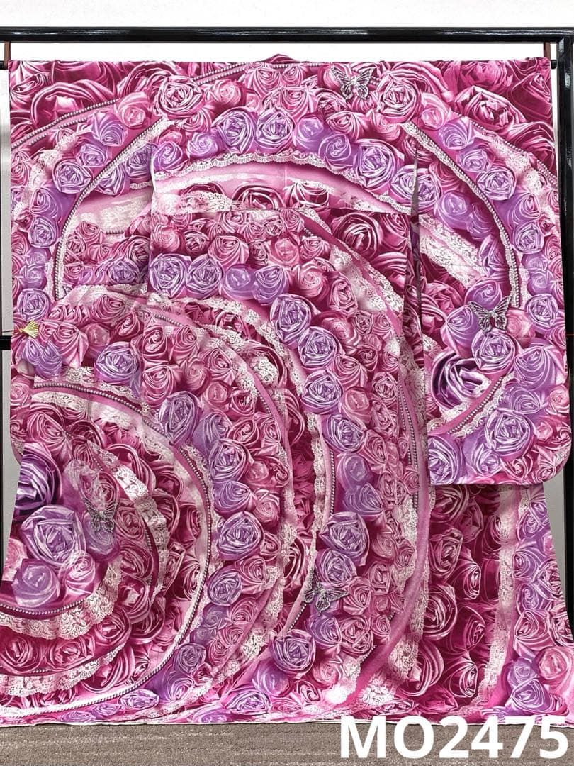 振袖 豪華 銀通し ストーン 紋意匠 薔薇尽くし 総柄 レース柄 身丈174cm