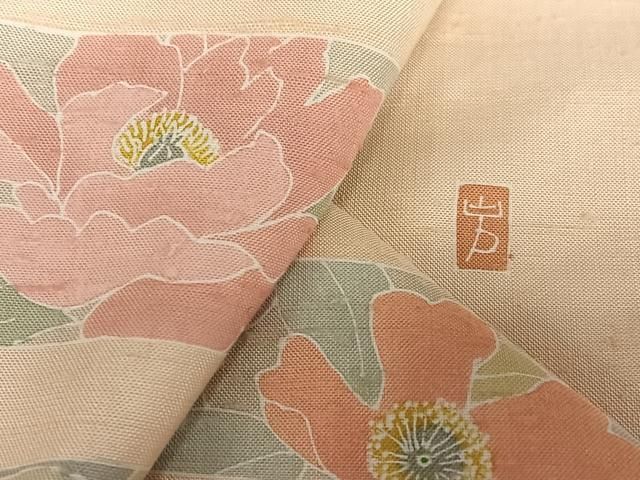 平和屋着物●訪問着　作家物　紬地　草花間道　正絹　逸品　未使用　AAAV7030zg 平和屋着物○訪問着 作家物 紬地 草花間道 正絹 逸品 未使用