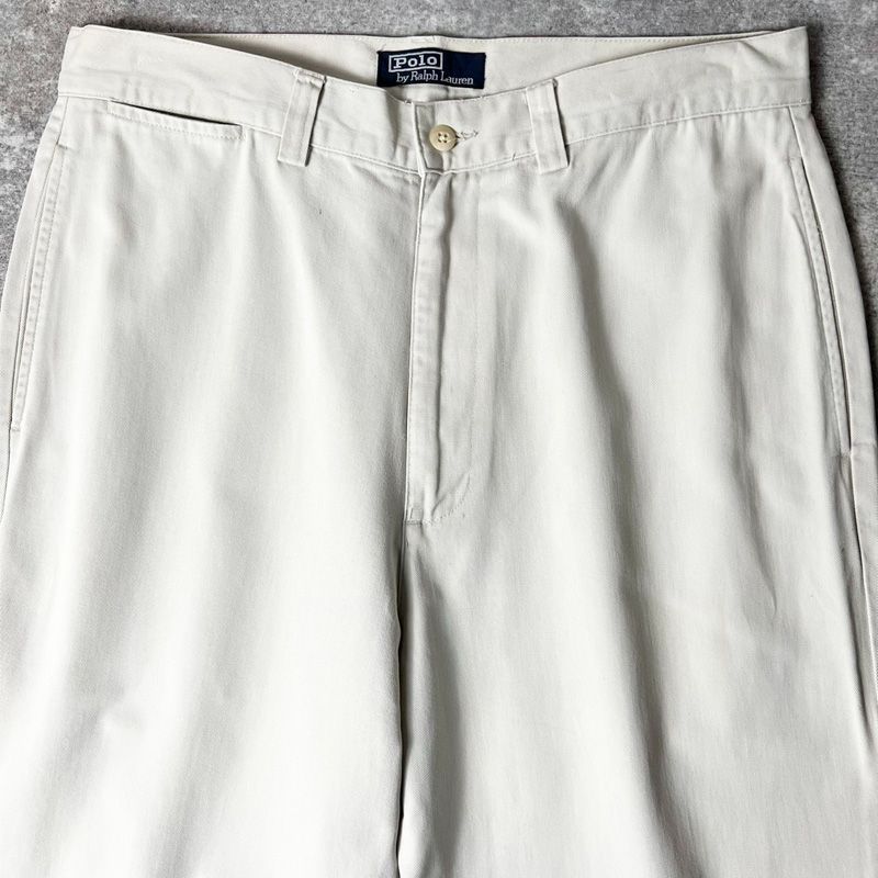 90s Ralph Lauren ラルフローレン ノータックチノ チノパン Ralph Lauren - 90s ポロ ラルフローレン チノ パンツ メンズ 36