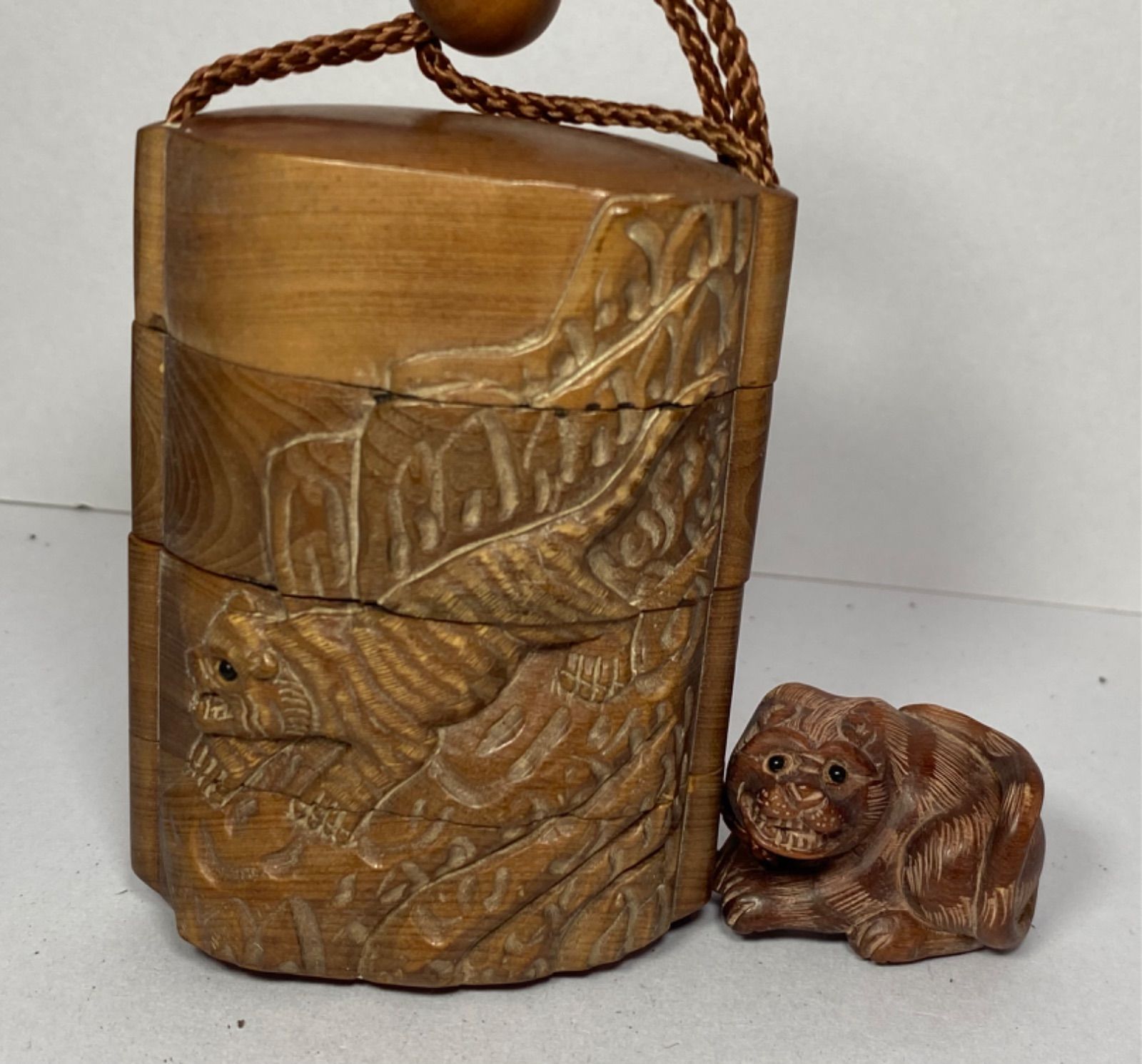 印籠 柘植 十二支虎 黄楊繊細彫刻 木製 - メルカリ