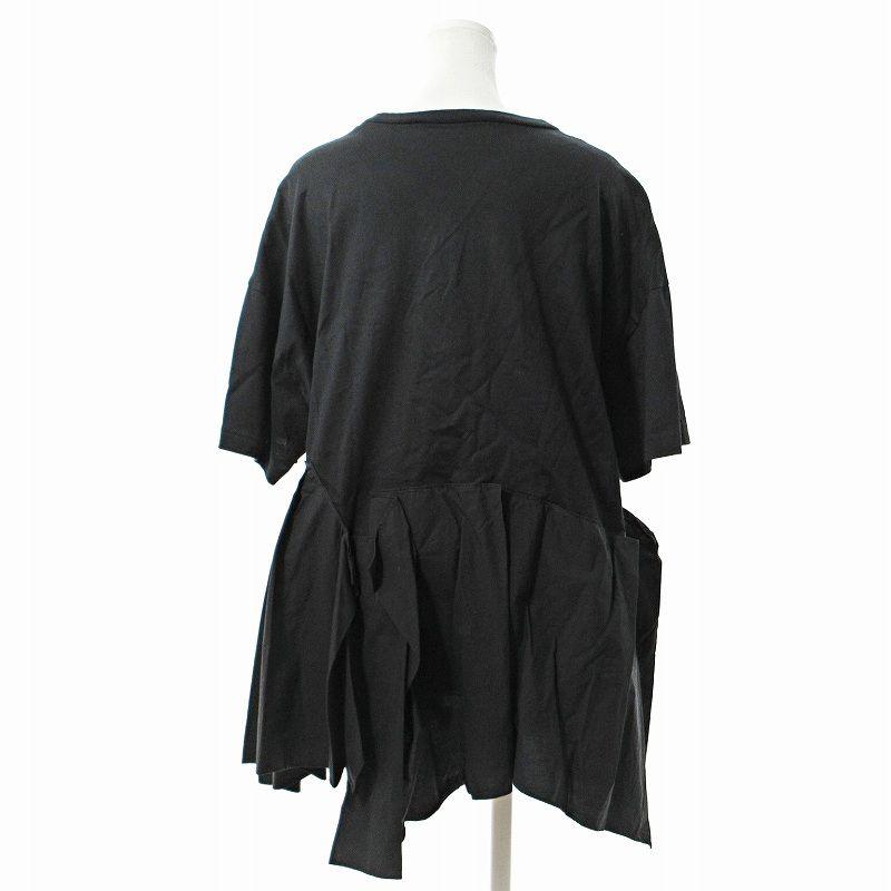 【中古】エンフォルド ENFOLD 22SS シルケット天竺コンビフレアTシャツ カットソー 半袖 アシンメトリー 38 黒 エンフォルド シルケット天竺 カットソー tシャツ ブラック