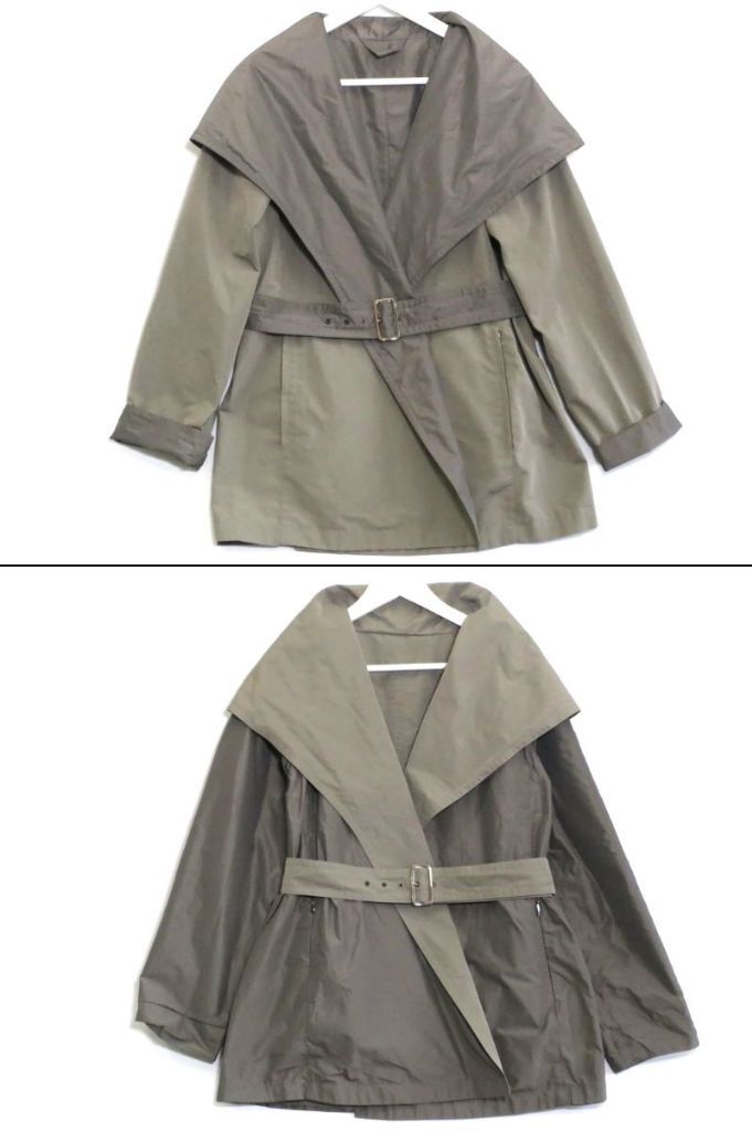 222537 MAX MARA マックスマーラ RAINWEAR リバーシブル ビッグカラー ショート丈 スプリングコート ベルト 伊製 40