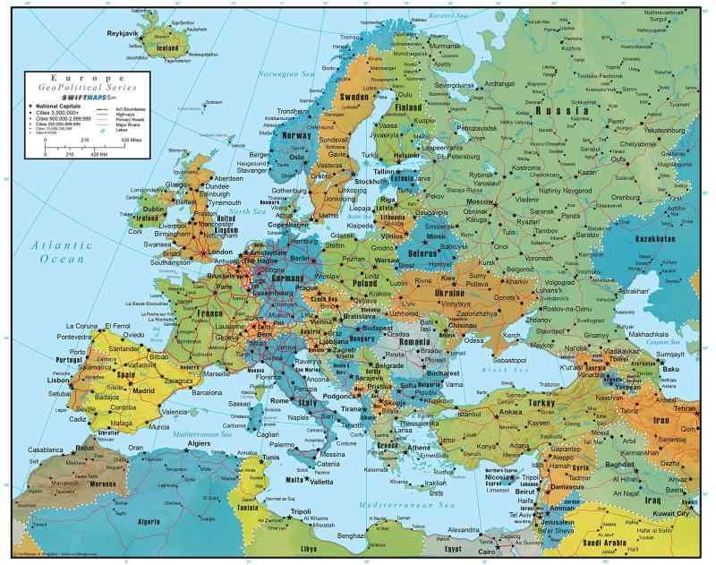 Swiftmaps ヨーロッパ壁掛け地図 地政学版 SM EUR SM L