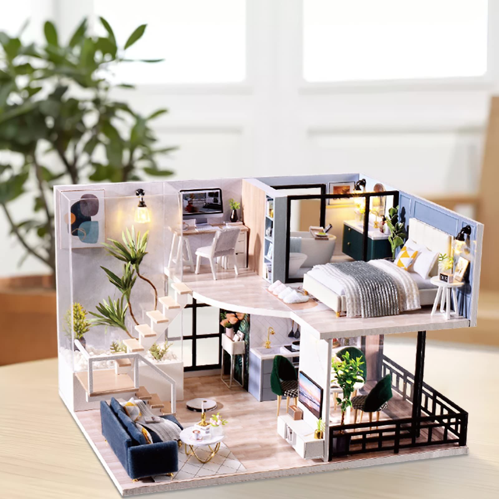 【フォロー割】手作りキットセット ミニチュア ミニ家具工芸品キット ドールハウス 防塵ケース付き ｢心地よい時間｣ ソフィー L-032-B