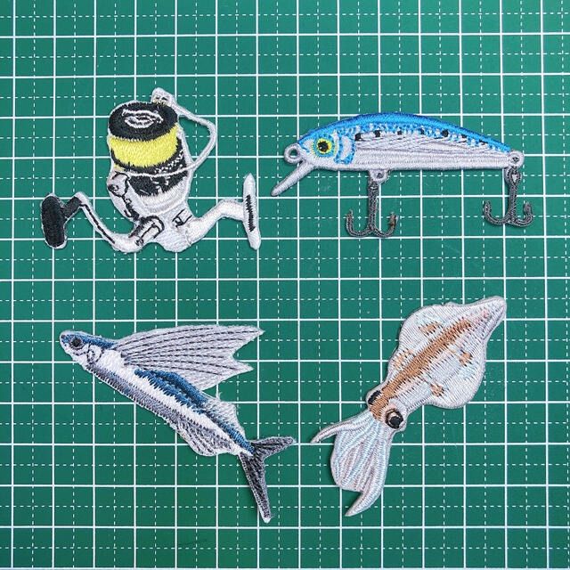 大人気❣️魚釣り好きさん【16点】アイロン刺繍ワッペン ルアー リール 鯛 魚 - メルカリ