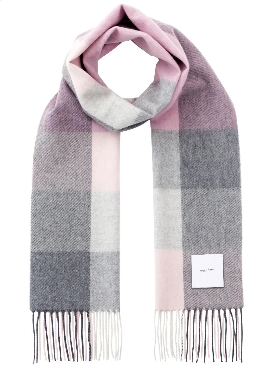 F_Peach × Gray matti totti Peach × Gray カシミヤ マフラー カシミア マフラー 大判 厚手 レディース チェック柄 チェック ストール 100 女性 ロング リバーシブル カシミヤマフラー カシミアマフラー ギフト