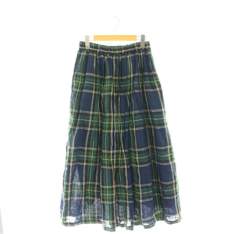イチアンティークス ICHI Antiquites タータンチェック リネンギャザースカート フレア ロング マルチカラー /DF ■OS