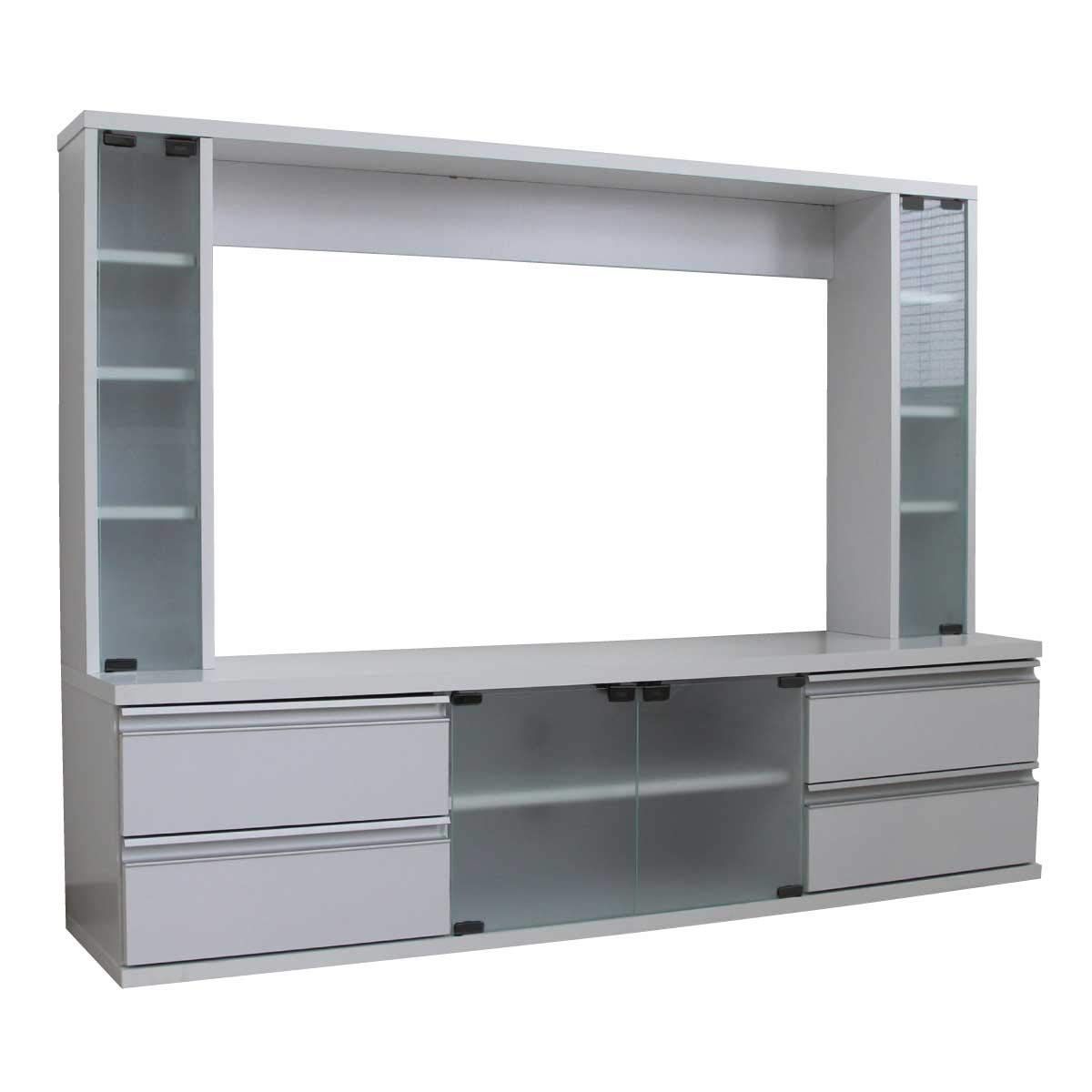 【数量限定】50型対応 ハイタイプ 収納 ローボード 壁面収納 テレビ台 組み立て 【45-50型推奨】 (ホワイト)