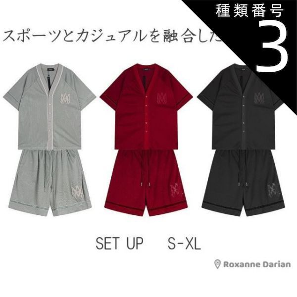 種類3：ブラック/S メンズ シンプル ベースボールシャツ カジュアル セットアップ シャツ ラフ メンズ 半袖 ショートパンツ トレンド メンズ 夏 スポーツ ハンサム メンズセットアップ ペイ