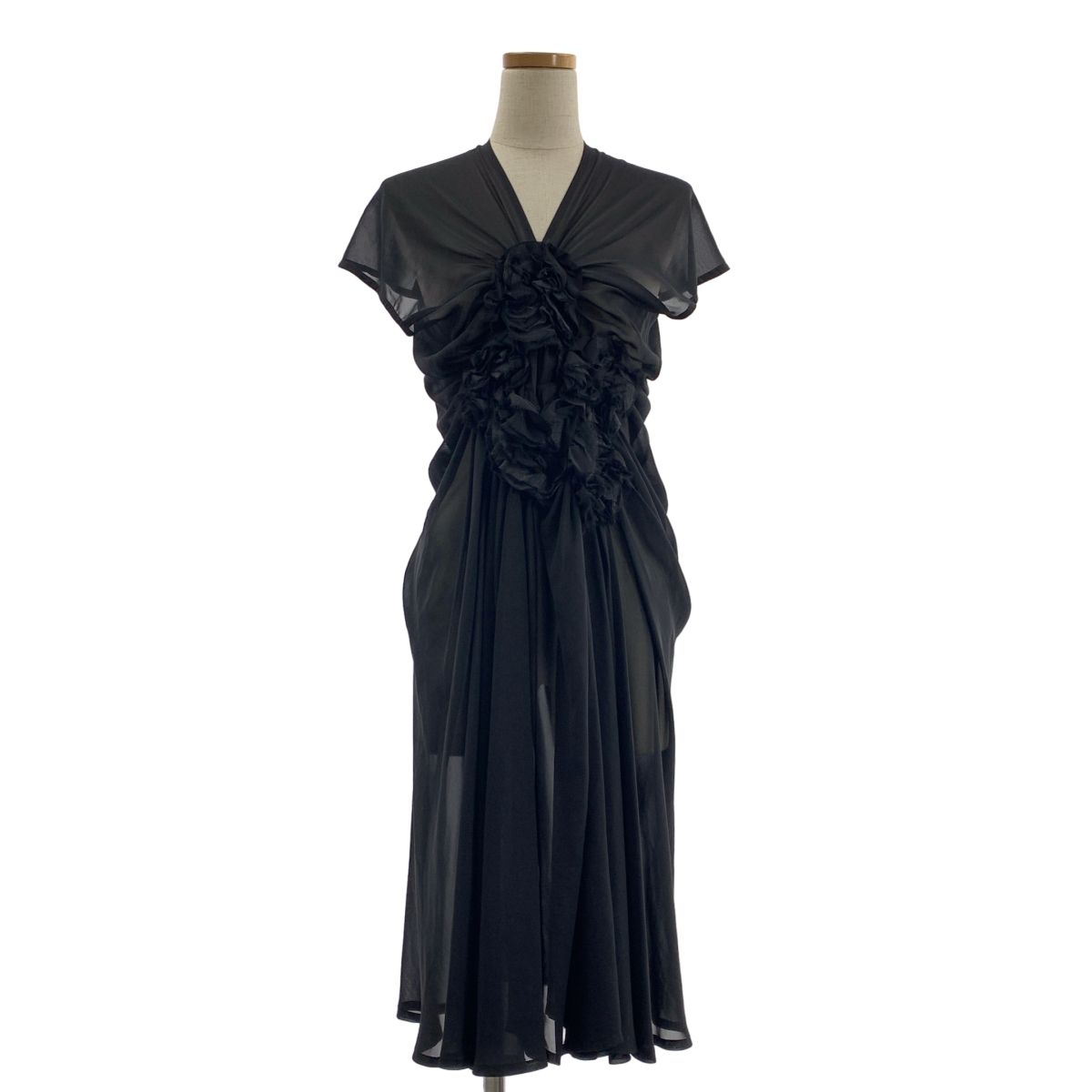 tricot COMME des GARCONS トリココムデギャルソン 2001SS 裁断加工 シアー プルオーバー ワンピース M ブラック レディース