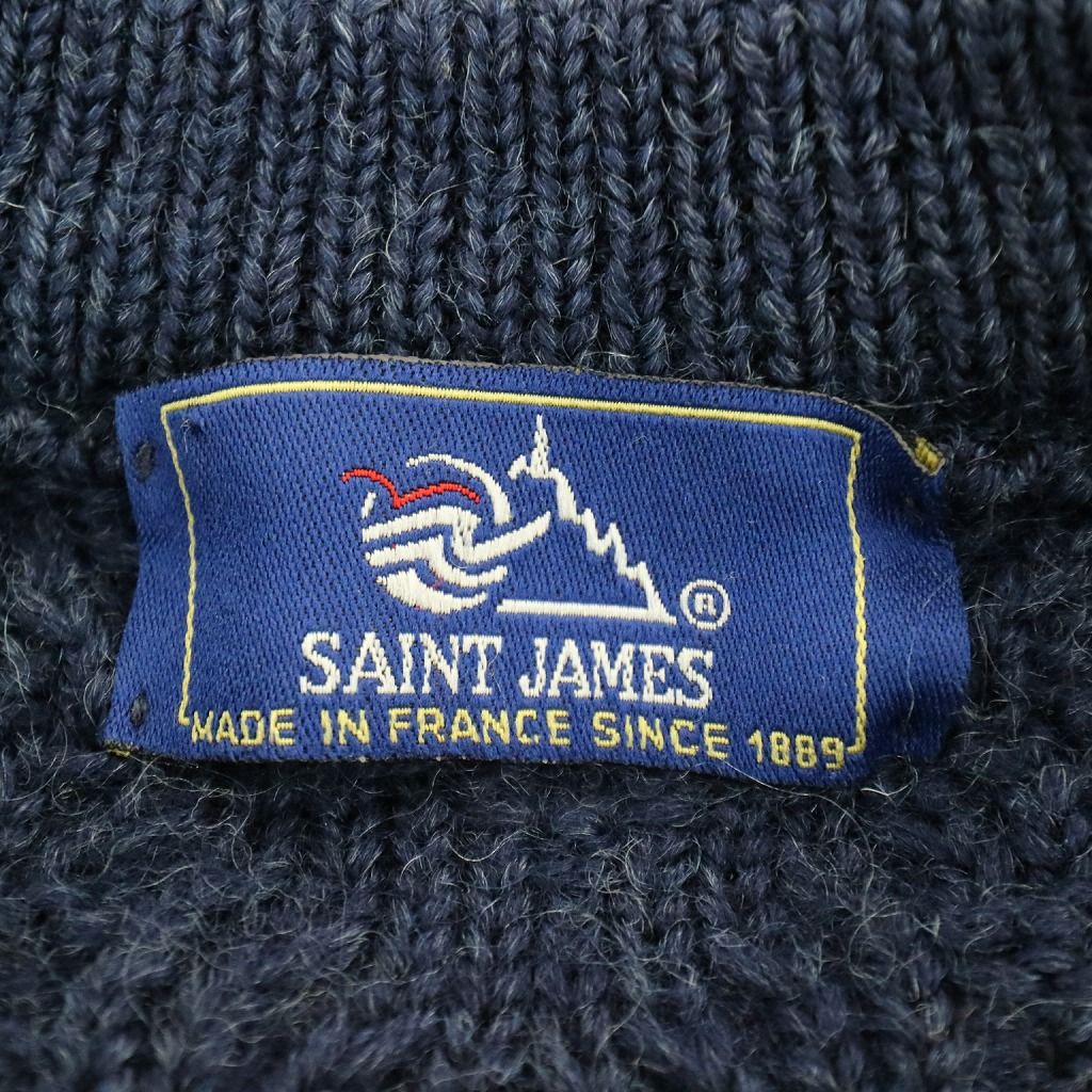 80年代～90年代 フランス製 SAINT JAMES フィッシャーマンズニット セーター 防寒  ユーロ ホワイト (メンズ M相当)   O5271