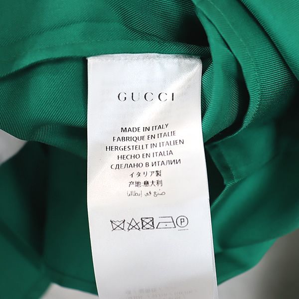 広尾店】グッチ GUCCI コサージュ付き シルクブラウス グリーン size44