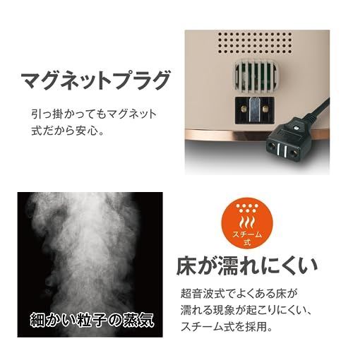 ベージュ 【寝室・リビング兼用加湿器】ドウシシャ 加湿器 スチーム式