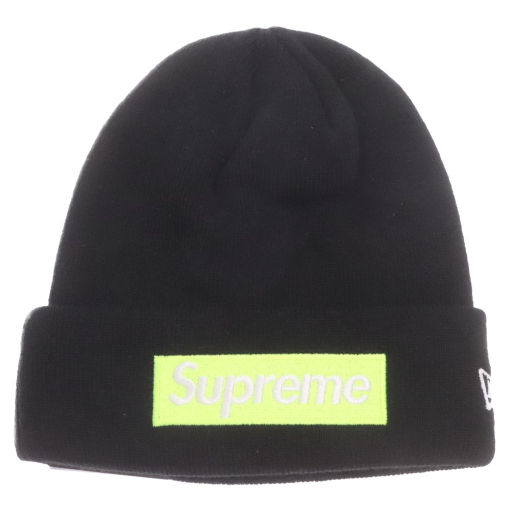 SUPREME (シュプリーム) 17AW ×New Era Box Logo Beanie ニューエラ ボックスロゴ ビーニー ニットキャップ 帽子 ブラック/イエロー