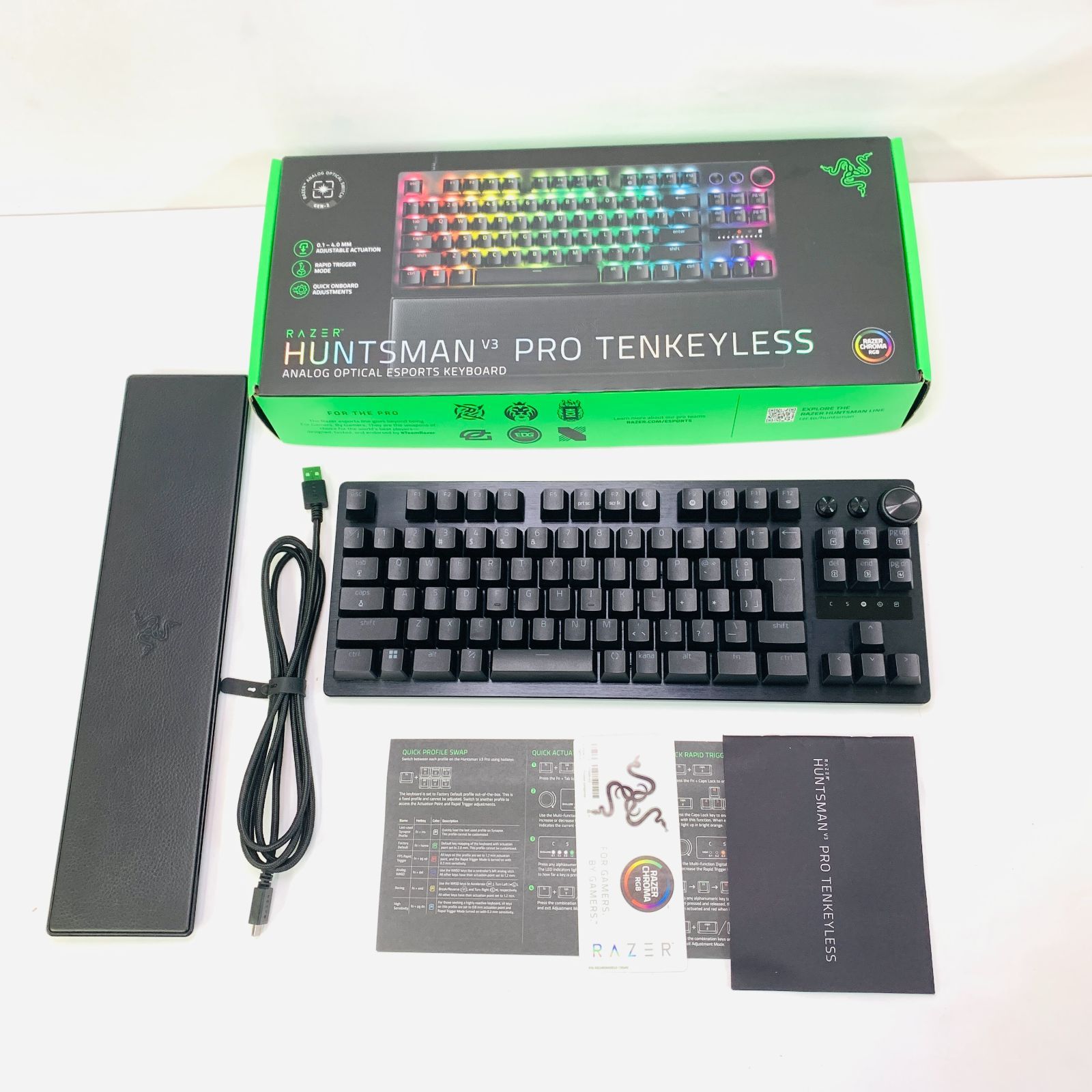 ラピッドトリガー 搭載 Razer レイザー Huntsman V3 Pro Tenkeyless JP 調整 なアクチュエーション搭載のアナログ ゲーミングキーボード オプティカルスイッチ 押下圧 40G リストレスト付属 日本語配列