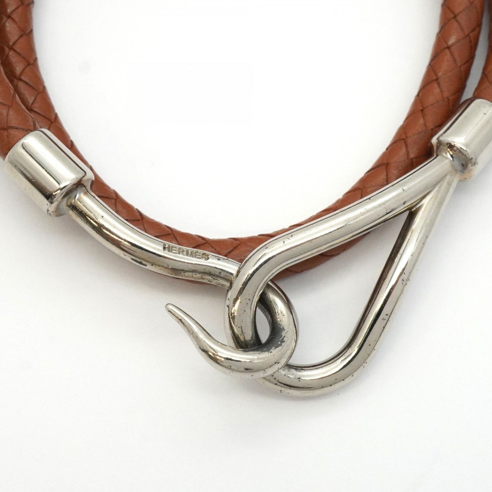 美品 HERMES エルメス ブレスレット ジャンボ レザー シルバー ブラウン HERMES エルメス ブレスレット ジャンボブレス ブラウン