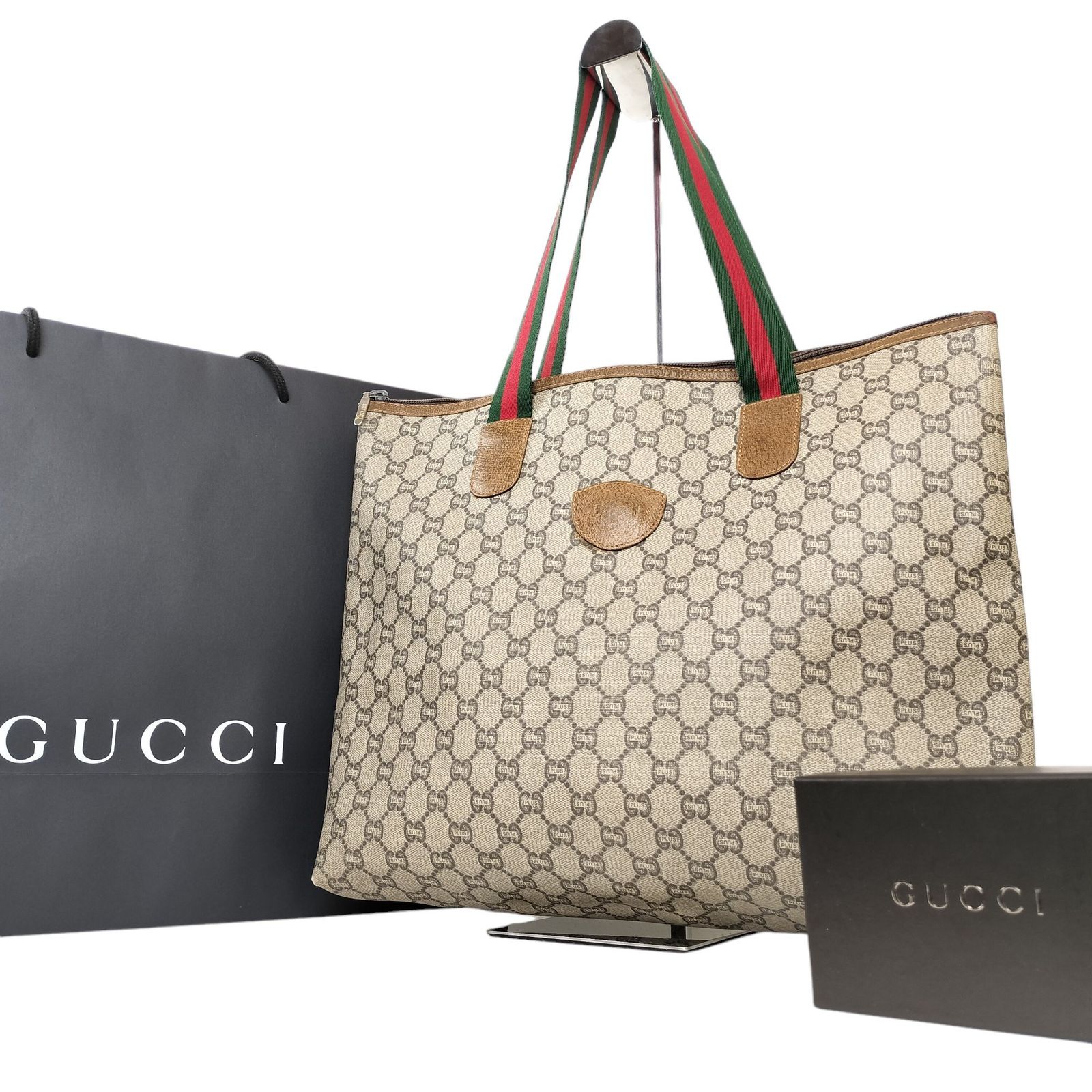 オールドグッチ GGプラス シェリーライン トートバッグ ショルダー レザー GG 【質Shop天満屋】【必見】GUCCI(グッチ) GUCCI Plus オールド
