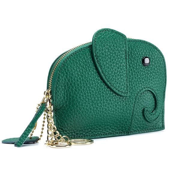 ダークグリーン [imeetu] 小銭入れ 可愛いゾウ コインケース ミニ財布 コンパクト 手持ち キーリング付き 無地 薄型 レディス (ダークグリーン)