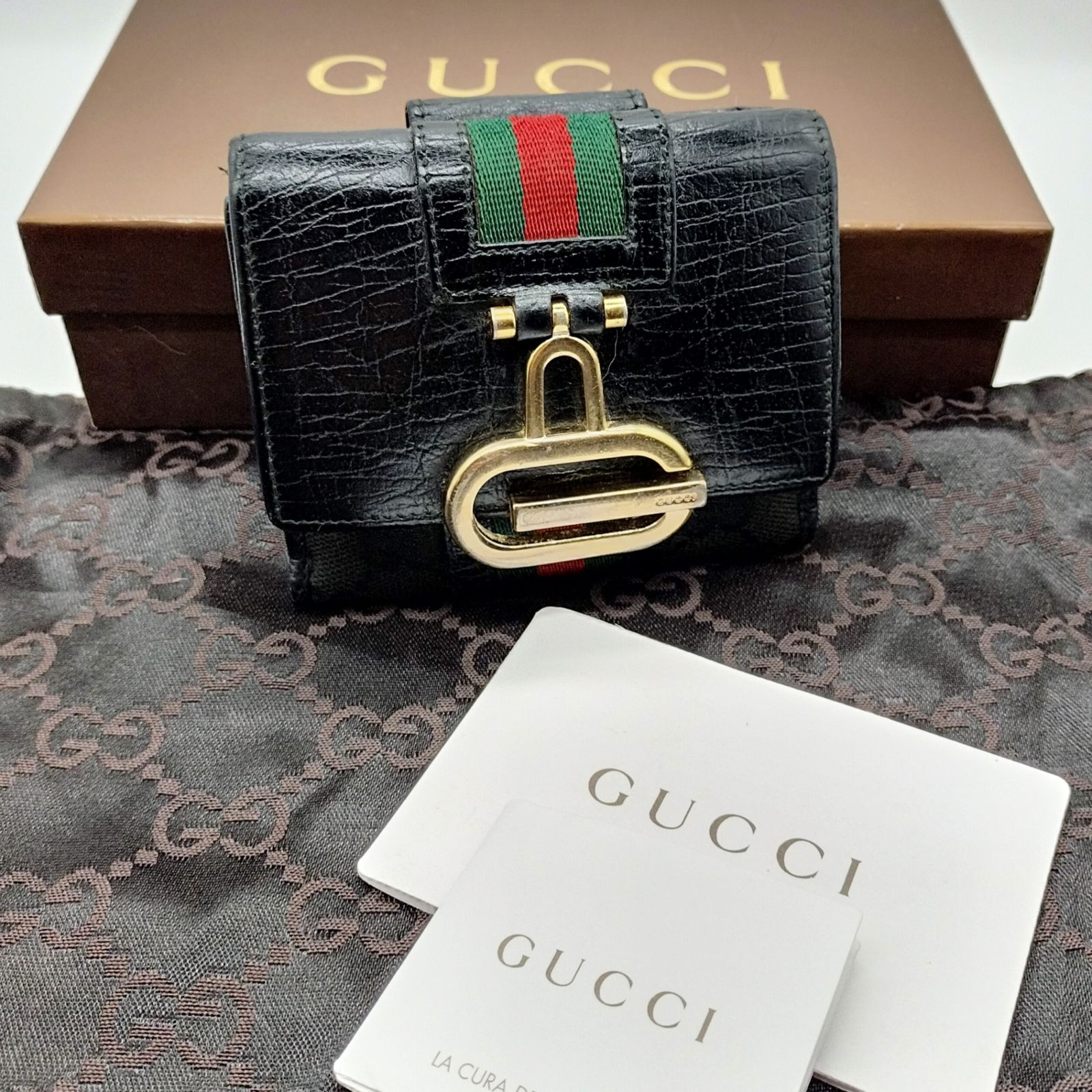 Gucci グッチ GGキャンバス シェリーライン 2つ折り財布 キャンバス