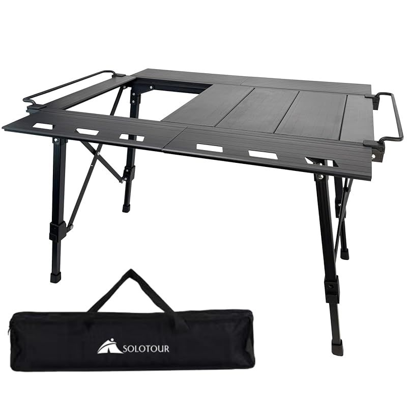 Solotour IGTテーブル アウトドア テーブル キャンプ 折り畳み アルミ 調節 軽量 頑丈 30荷重 便利 バーベキュー ハイキング コンパクト 収納袋付き
