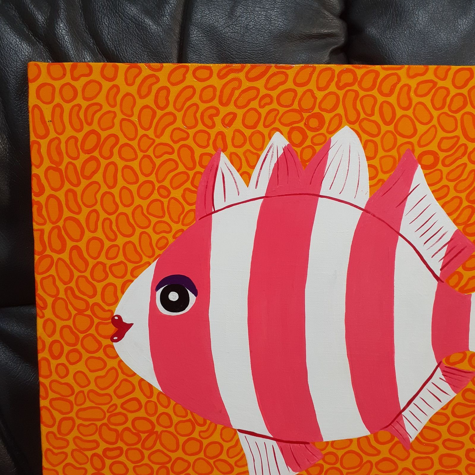 ハッピーチューリップ畑F6号アクリルガッシュキャンバス