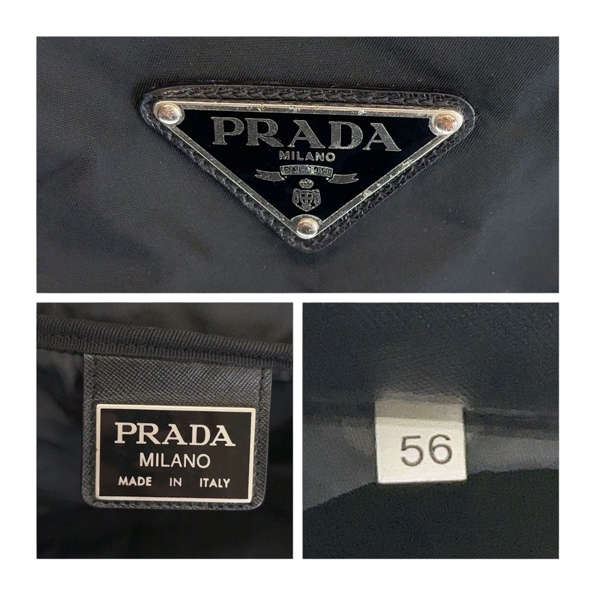 美品 PRADA プラダ テスート 三角ロゴプレート ブラック 黒