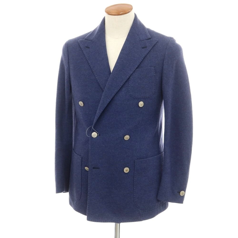 【中古】カンタレリ Cantarelli ウール 6つボタン ダブル カジュアルジャケット ブルー【サイズ46】【メンズ】