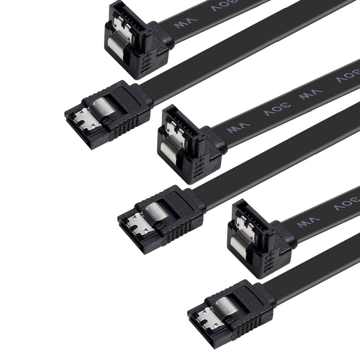 [인기 상품] SATA III 케이블, L 타입 (잠금 래치 포함), Sata3 시리얼 BENFEI ATA3 케이블, 3개 세트, 6Gbps 호환 HDD, SSD, CD 드라이버, CD 라이터, 블랙 45cm