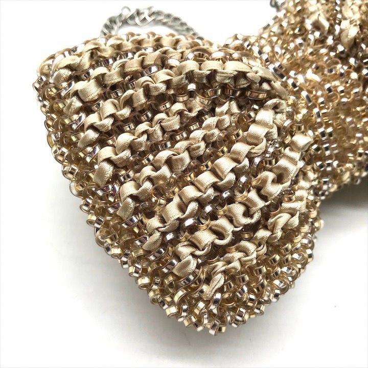 美品 ANTEPRIMA アンテプリマ リボン型 ワイヤーチェーン ミニ ハンド  