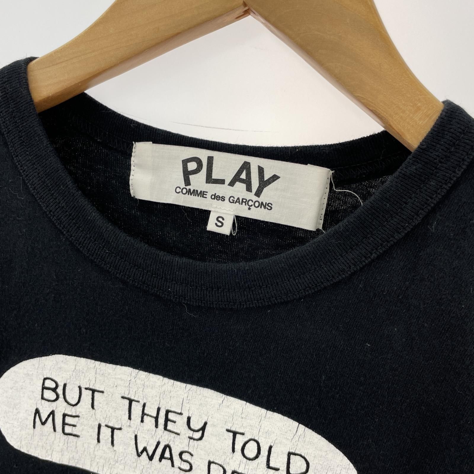 PLAY COMME des GARCONS プレイコムデギャルソン プリント クルーネック半袖Ｔシャツ sizeS/ブラック メンズ