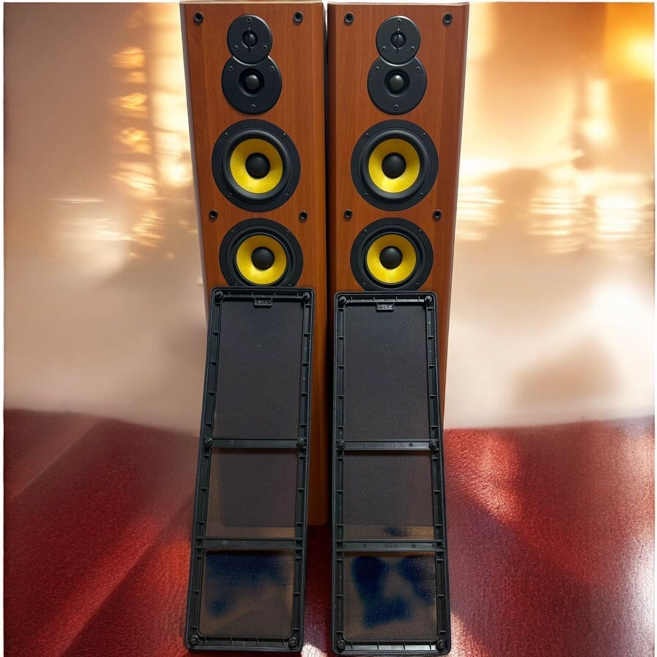 ☆送料無料 美品 DENON デノン SC-T555SA M 木目 スピーカー トール