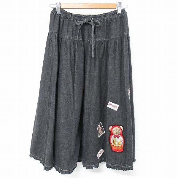 anc ピンクハウス PINKHOUSE スカート デニムスカート 黒系 くま