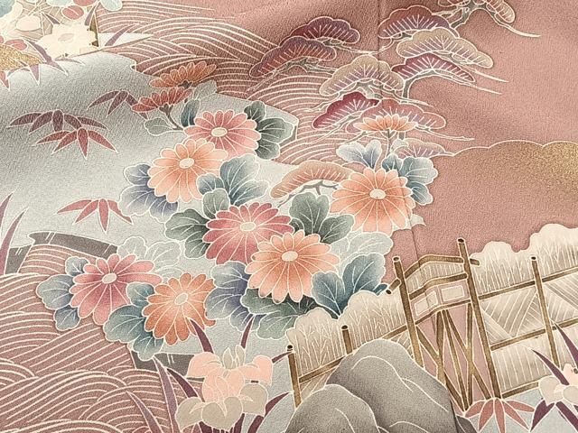 平和屋着物□訪問着 立波草花文 金彩 正絹 逸品 CAAU3650xi