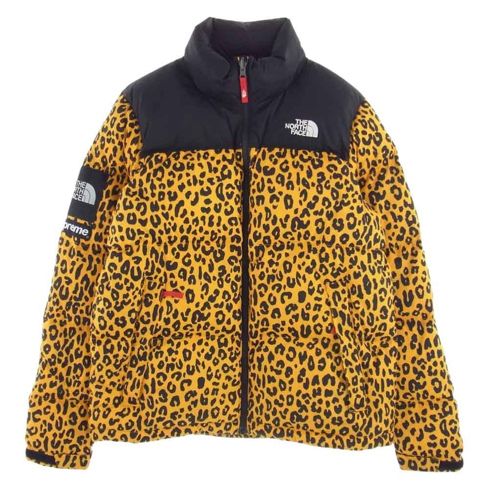 Supreme シュプリーム ダウンジャケット 11AW ND19100 × THE NORTH FACE ノースフェイス Nuptse Down Jacket Leopard  ヌプシ レオパード ダウン ジャケット ブラック系 イエロー系 S【中古】