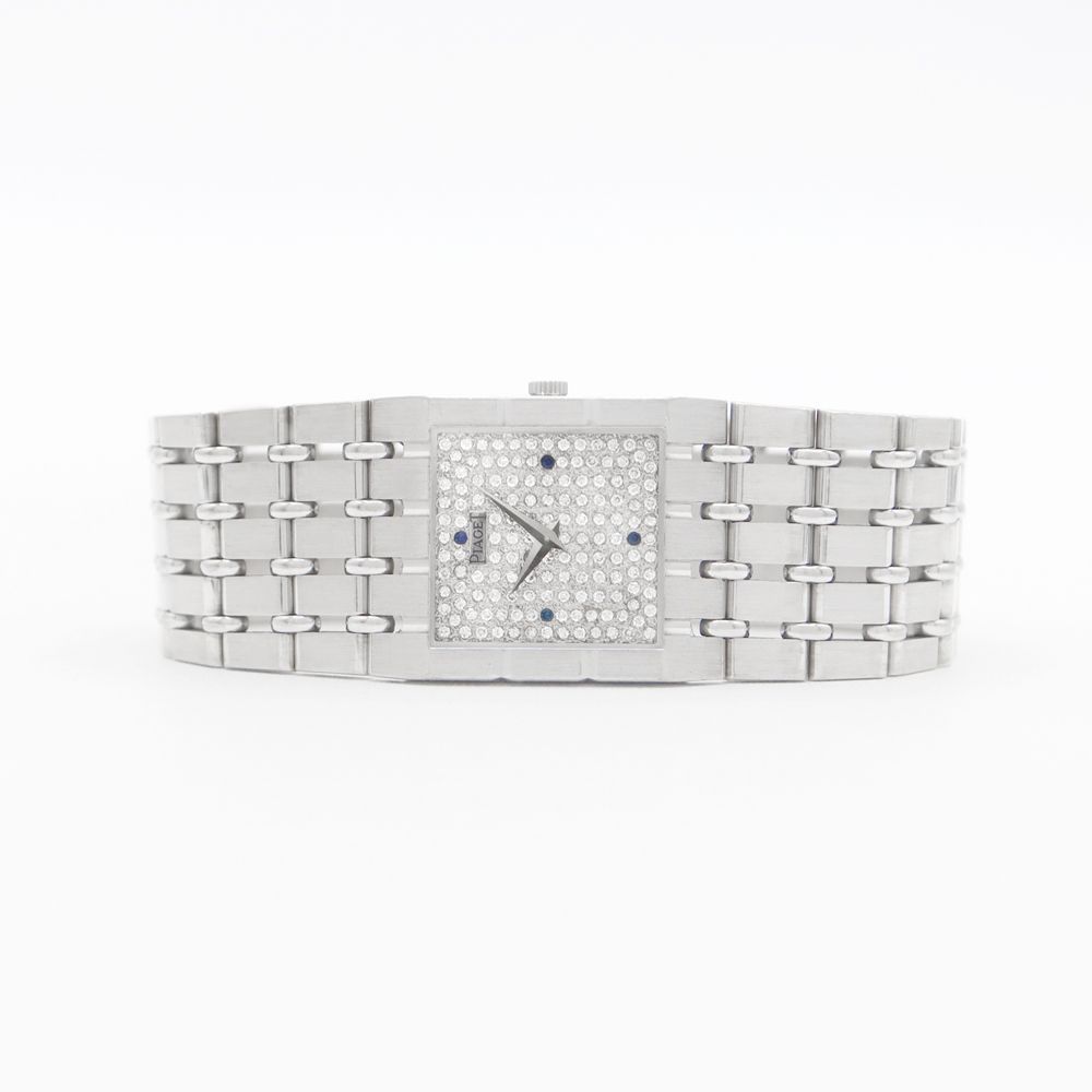 PIAGET ピアジェ スクエア 9131 K51 メレダイヤ 4Pサファイア K18WG ホワイトゴールド 金無垢 メンズ ボーイズ レディース 手巻き【6ヶ月保証】【腕時計】【中古】 PIAGET ピアジェ スクエア 9131 K51 メレダイヤ 4Pサファイア K18WG
