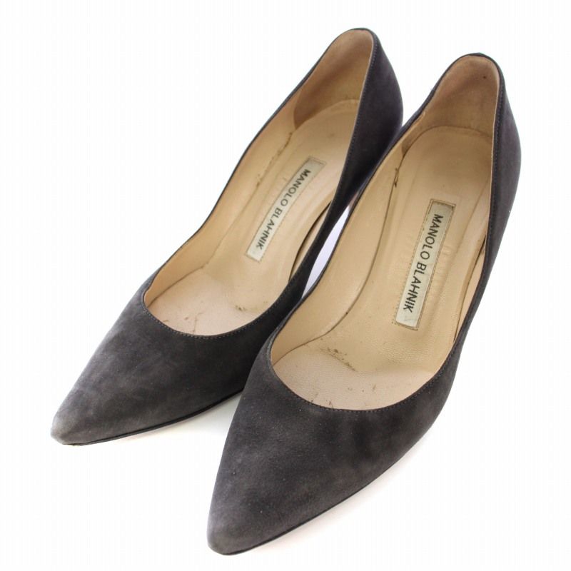 美品★マノロブラニク　ポインティッドパンプス黒スエード　23、5〜24 マノロブラニク MANOLO BLAHNIK パンプス スエード ポインテッド