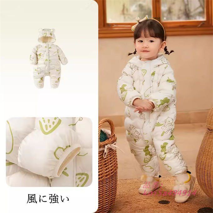  ベビー服 ジャンプスーツ 秋冬 長袖 カバーオール フード付き 防寒 ボディスーツ 新生児服 ロンパース ファスナー 爬行服 kni 5 a 494914 ロンパース カバーオール ベビー服(~95cm)