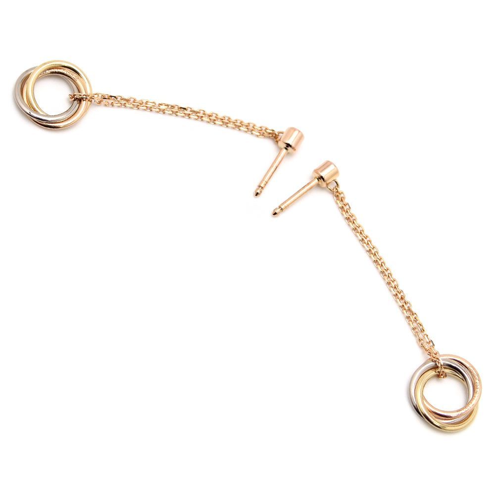 極美品 Cartierトリコロールダイヤモンドイヤリング 中古 美品 】新品仕上げ済 Cartier カルティエ ピアス K18