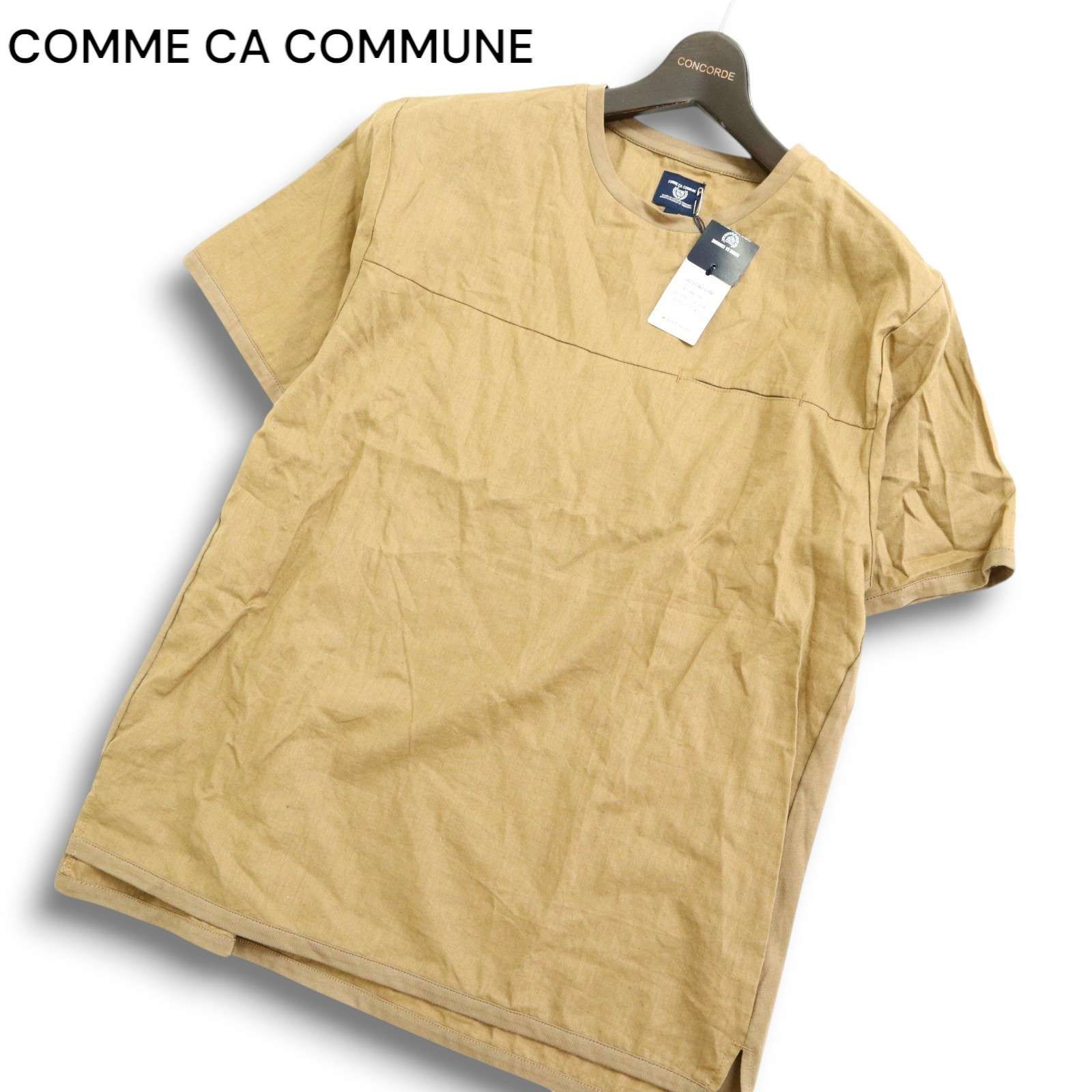 【新品 未使用】 COMME CA COMMUNE コムサ コミューン 春夏 麻 リネン 半袖 カットソー Tシャツ プルオーバー Sz.M メンズ