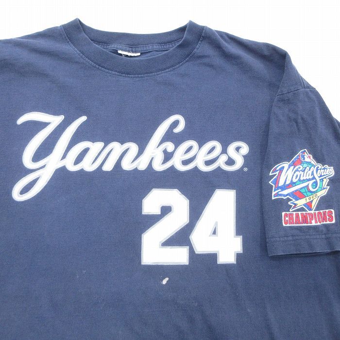 XL/古着 半袖 ビンテージ Tシャツ メンズ 90s MLB ニューヨークヤンキース ティノマルティネス 24 ワールドシリーズ 大きいサイズ クルーネ