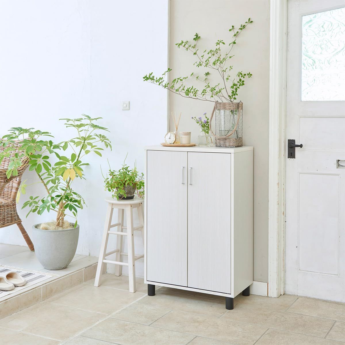 約12 18足収納 追加や買い替えにぴったりな幅63cmサイズ ホワイト 木製 白 木目柄 玄関収納 ベーシックデザイン シューズボックス 幅63×奥行36.4×高さ99cm FUL-1065D 下駄箱 WH 白井産業 フルニコ MARWIL-DEMENAGEMENTS_CH