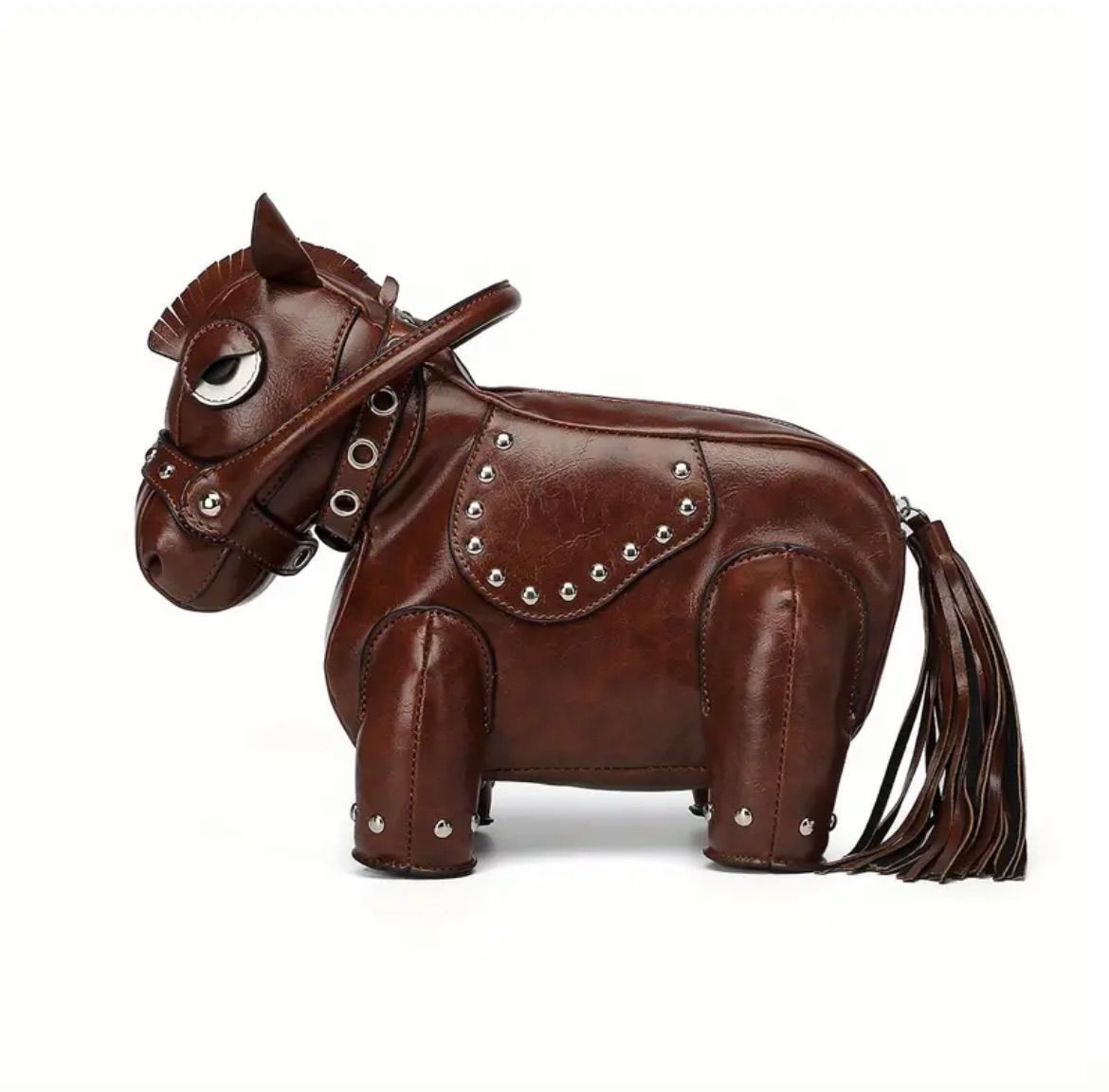 手作り？馬　彫刻　ショルダーバッグ　カバン　ウエスタン　革製品　アンティーク馬具 バッグ ショルダーバッグ 馬 大きめ 斜めがけ ミニ タブレット PU