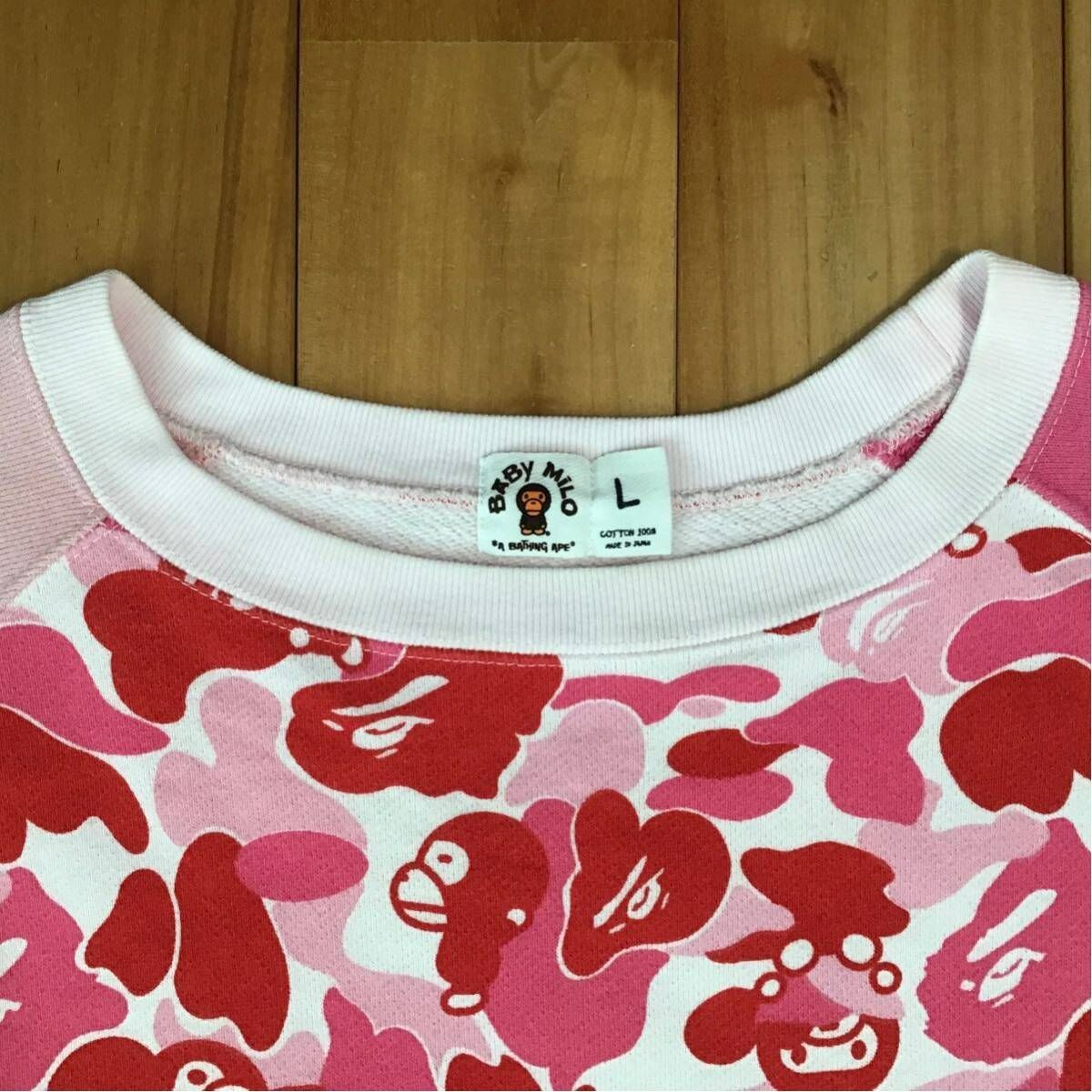 ABC camo pink MILO crazy 長袖スウェット Lサイズ a bathing ape BAPE 