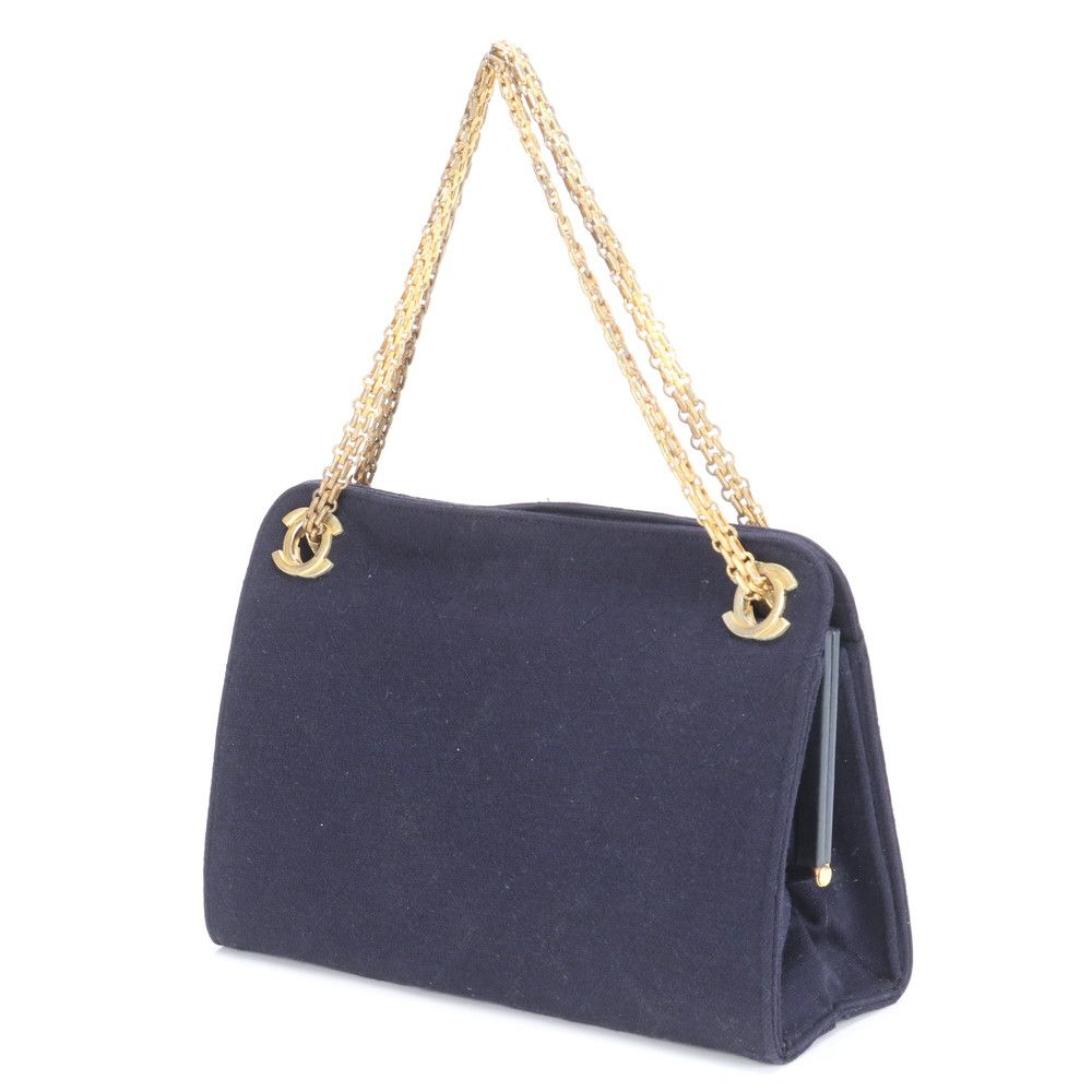 シャネル ヴィンテージ ココマーク 2WAY ゴールド チェーン ショルダーバッグ トート ハンド ネイビー レディース EEE BQ13-1